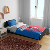 Faroe Islands Bedding Set with Viking Fish Illustration Red Blue Runic Design - Wonder Print Shop