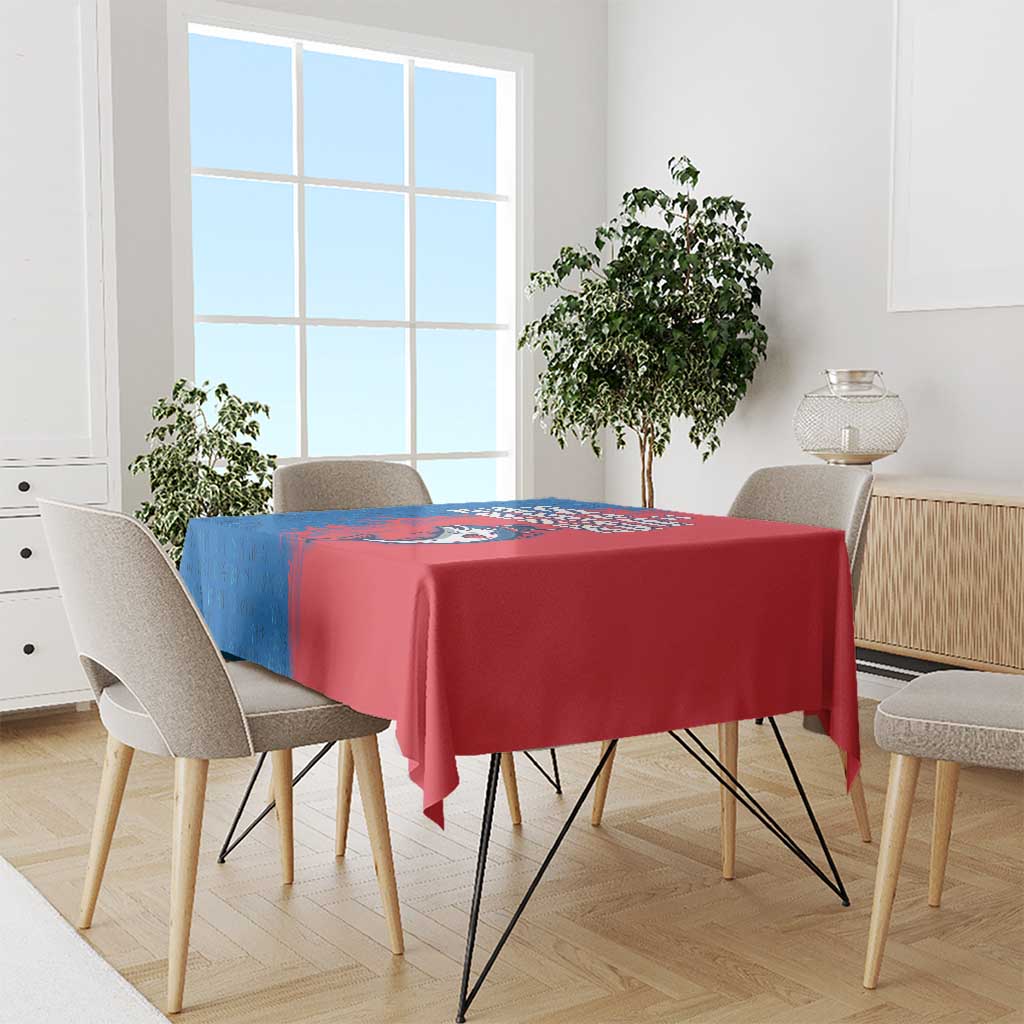 Faroe Islands Tablecloth with Viking Fish Illustration Red Blue Runic Design - Wonder Print Shop
