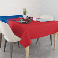 Faroe Islands Tablecloth with Viking Fish Illustration Red Blue Runic Design - Wonder Print Shop