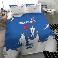Faroe Islands Bedding Set with Viking Ship and Map Silhouette - Wonder Print Shop