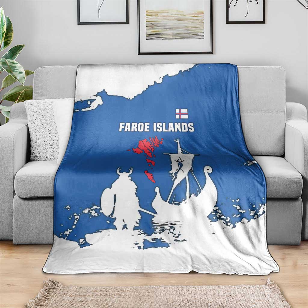 Faroe Islands Blanket with Viking Ship and Map Silhouette - Wonder Print Shop