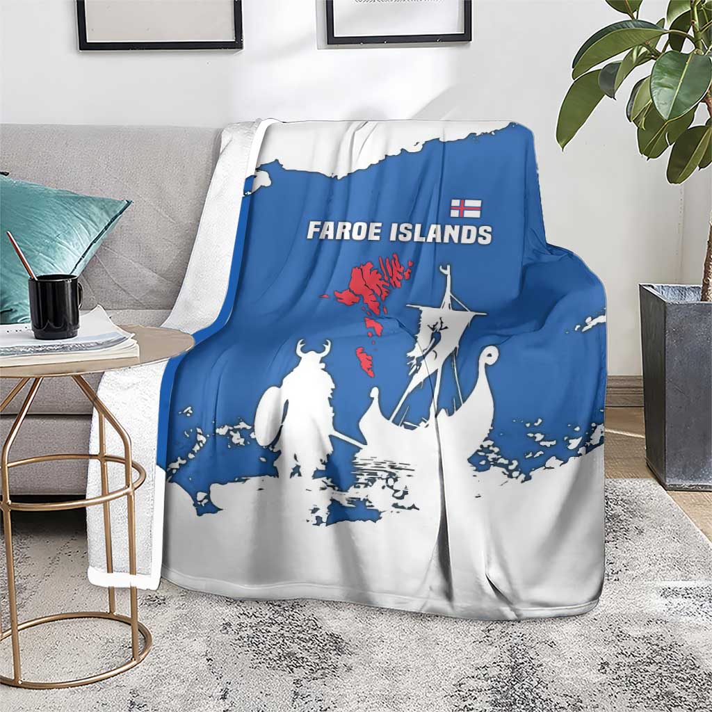 Faroe Islands Blanket with Viking Ship and Map Silhouette - Wonder Print Shop