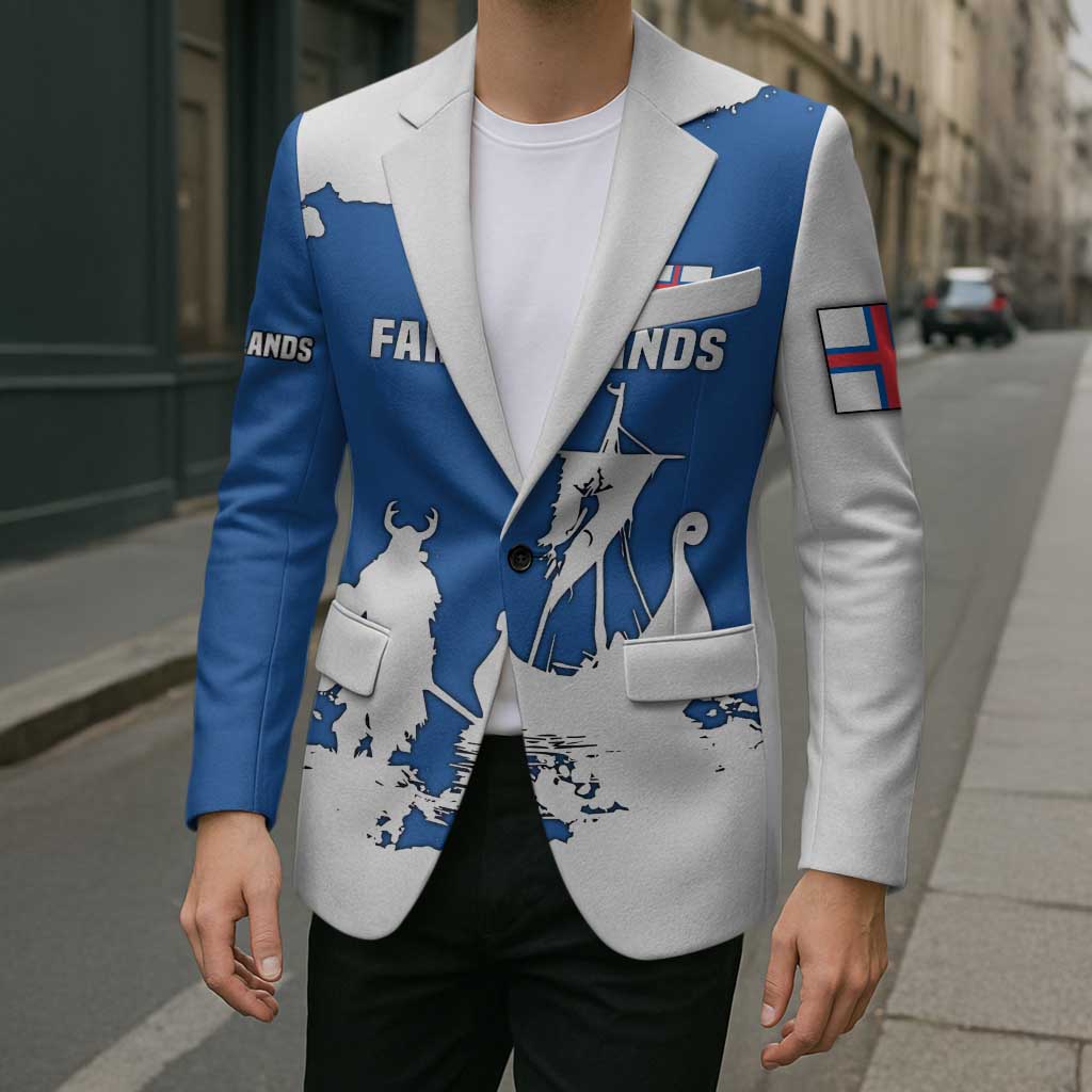 Faroe Islands Blazer with Viking Ship and Map Silhouette - Wonder Print Shop