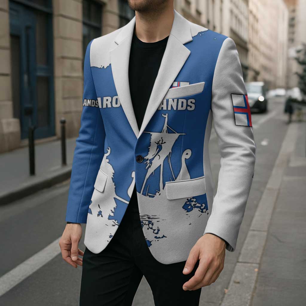 Faroe Islands Blazer with Viking Ship and Map Silhouette - Wonder Print Shop