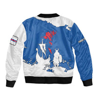 Faroe Islands Bomber Jacket with Viking Ship and Map Silhouette - Wonder Print Shop
