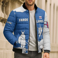 Faroe Islands Bomber Puffer Jacket with Viking Ship and Map Silhouette - Wonder Print Shop