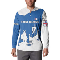 Faroe Islands Button Sweatshirt with Viking Ship and Map Silhouette - Wonder Print Shop