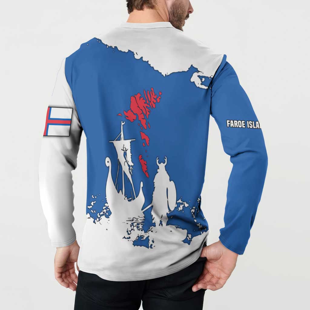 Faroe Islands Button Sweatshirt with Viking Ship and Map Silhouette - Wonder Print Shop