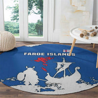 Faroe Islands Round Carpet with Viking Ship and Map Silhouette - Wonder Print Shop