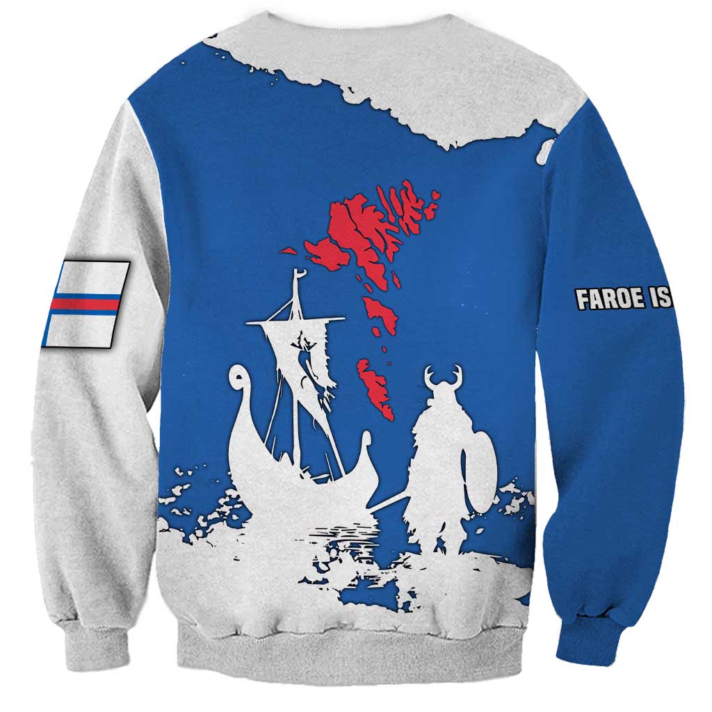 Faroe Islands Sweatshirt with Viking Ship and Map Silhouette - Wonder Print Shop