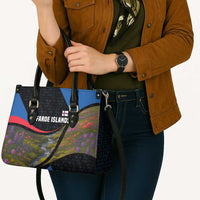 Faroe Islands Leather Bag with Waterfall Nature Scene and Rune Pattern Design - Wonder Print Shop
