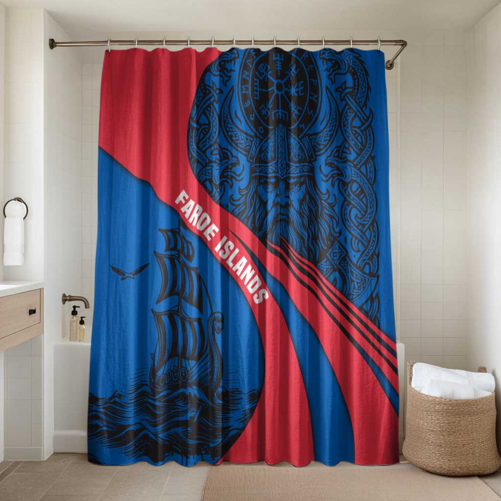 Faroe Islands Bathroom Set with Viking Warrior and Longship Design - Wonder Print Shop