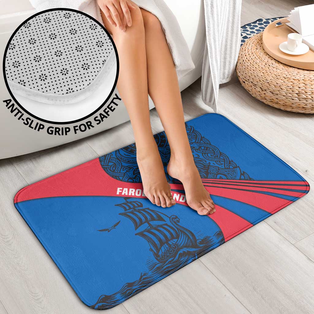 Faroe Islands Bathroom Set with Viking Warrior and Longship Design - Wonder Print Shop