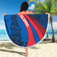Faroe Islands Beach Blanket with Viking Warrior and Longship Design - Wonder Print Shop