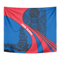Faroe Islands Tapestry with Viking Warrior and Longship Design - Wonder Print Shop