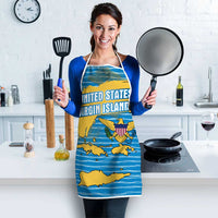United States Virgin Islands Apron with Blue Yellow Ocean Design and Eagle Map Pattern - Wonder Print Shop