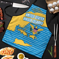 United States Virgin Islands Apron with Blue Yellow Ocean Design and Eagle Map Pattern - Wonder Print Shop