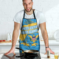 United States Virgin Islands Apron with Blue Yellow Ocean Design and Eagle Map Pattern - Wonder Print Shop