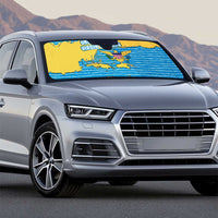 United States Virgin Islands Auto Sun Shade with Blue Yellow Ocean Design and Eagle Map Pattern - Wonder Print Shop