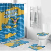 United States Virgin Islands Bathroom Set with Blue Yellow Ocean Design and Eagle Map Pattern - Wonder Print Shop