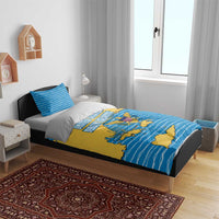 United States Virgin Islands Bedding Set with Blue Yellow Ocean Design and Eagle Map Pattern - Wonder Print Shop