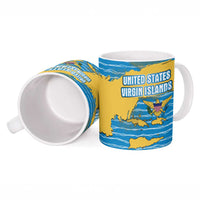 United States Virgin Islands Ceramic Mug with Blue Yellow Ocean Design and Eagle Map Pattern - Wonder Print Shop