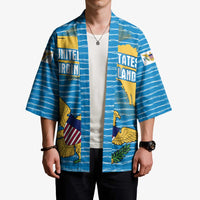 United States Virgin Islands Kimono with Blue Yellow Ocean Design and Eagle Map Pattern - Wonder Print Shop