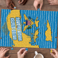 United States Virgin Islands Puzzle with Blue Yellow Ocean Design and Eagle Map Pattern - Wonder Print Shop