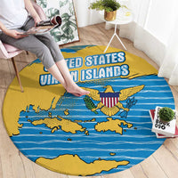 United States Virgin Islands Round Carpet with Blue Yellow Ocean Design and Eagle Map Pattern - Wonder Print Shop