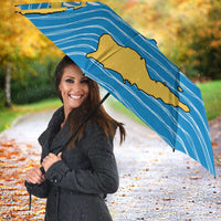 United States Virgin Islands Umbrella with Blue Yellow Ocean Design and Eagle Map Pattern - Wonder Print Shop