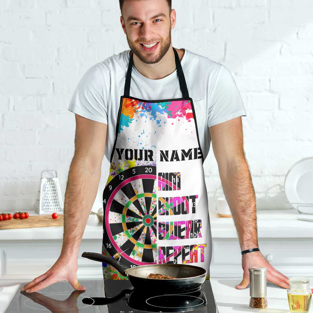 Colorful Dartboard and Splatter Paint Darts Apron Personalized Motivational Quote - Wonder Print Shop
