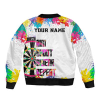 Colorful Dartboard and Splatter Paint Darts Bomber Jacket Personalized Motivational Quote - Wonder Print Shop