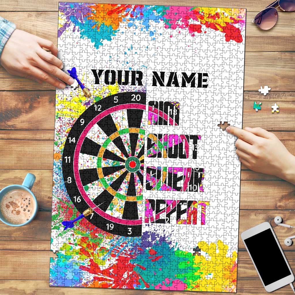Colorful Dartboard and Splatter Paint Darts Puzzle Personalized Motivational Quote - Wonder Print Shop
