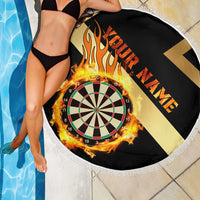Flaming Dartboard Darts Beach Blanket Personalized Bold Geometric Patterns - Wonder Print Shop