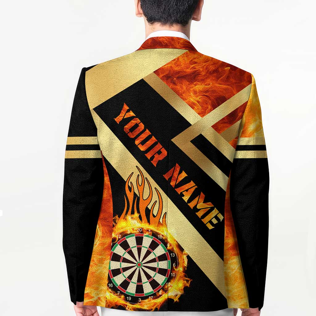 Flaming Dartboard Darts Blazer Personalized Bold Geometric Patterns - Wonder Print Shop