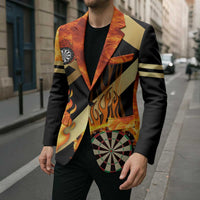 Flaming Dartboard Darts Blazer Personalized Bold Geometric Patterns - Wonder Print Shop