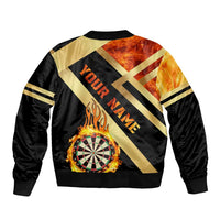 Flaming Dartboard Darts Bomber Jacket Personalized Bold Geometric Patterns - Wonder Print Shop