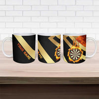 Flaming Dartboard Darts Ceramic Mug Personalized Bold Geometric Patterns - Wonder Print Shop