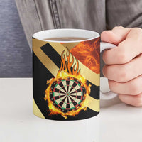 Flaming Dartboard Darts Ceramic Mug Personalized Bold Geometric Patterns - Wonder Print Shop