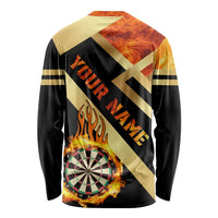 Flaming Dartboard Darts Long Sleeve Shirt Personalized Bold Geometric Patterns - Wonder Print Shop