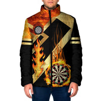 Flaming Dartboard Darts Padded Jacket Personalized Bold Geometric Patterns - Wonder Print Shop