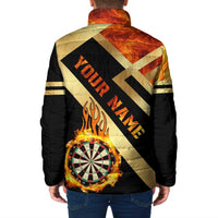 Flaming Dartboard Darts Padded Jacket Personalized Bold Geometric Patterns - Wonder Print Shop