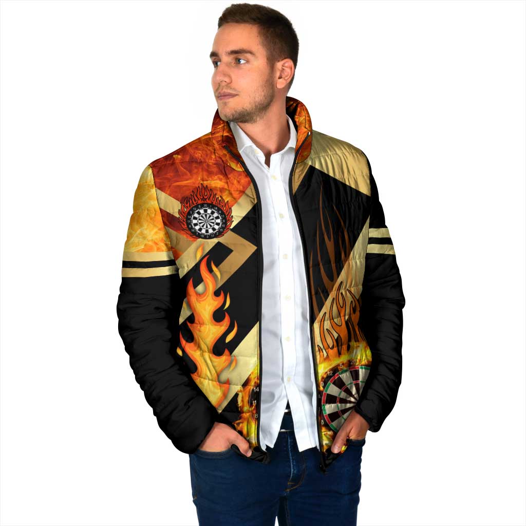Flaming Dartboard Darts Padded Jacket Personalized Bold Geometric Patterns - Wonder Print Shop