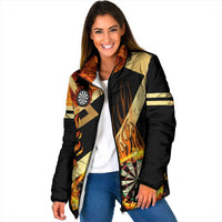 Flaming Dartboard Darts Padded Jacket Personalized Bold Geometric Patterns - Wonder Print Shop