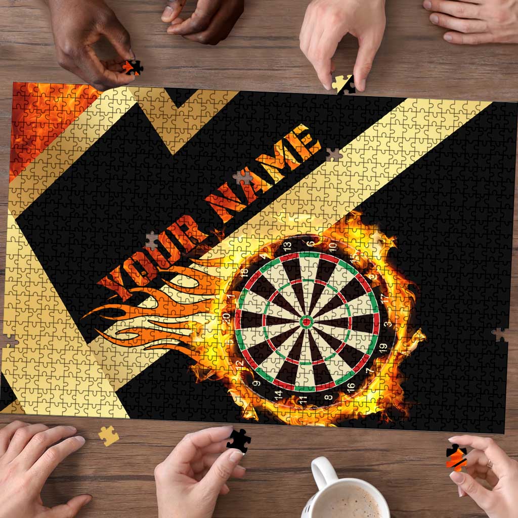 Flaming Dartboard Darts Puzzle Personalized Bold Geometric Patterns - Wonder Print Shop