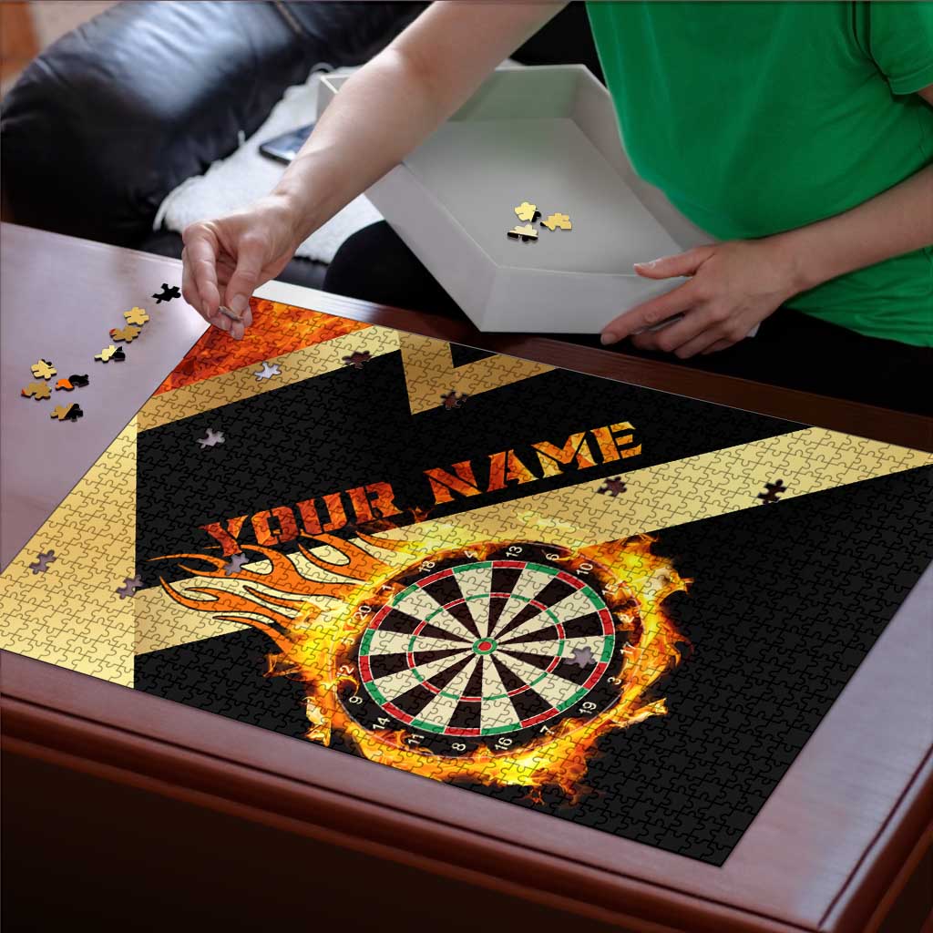 Flaming Dartboard Darts Puzzle Personalized Bold Geometric Patterns - Wonder Print Shop