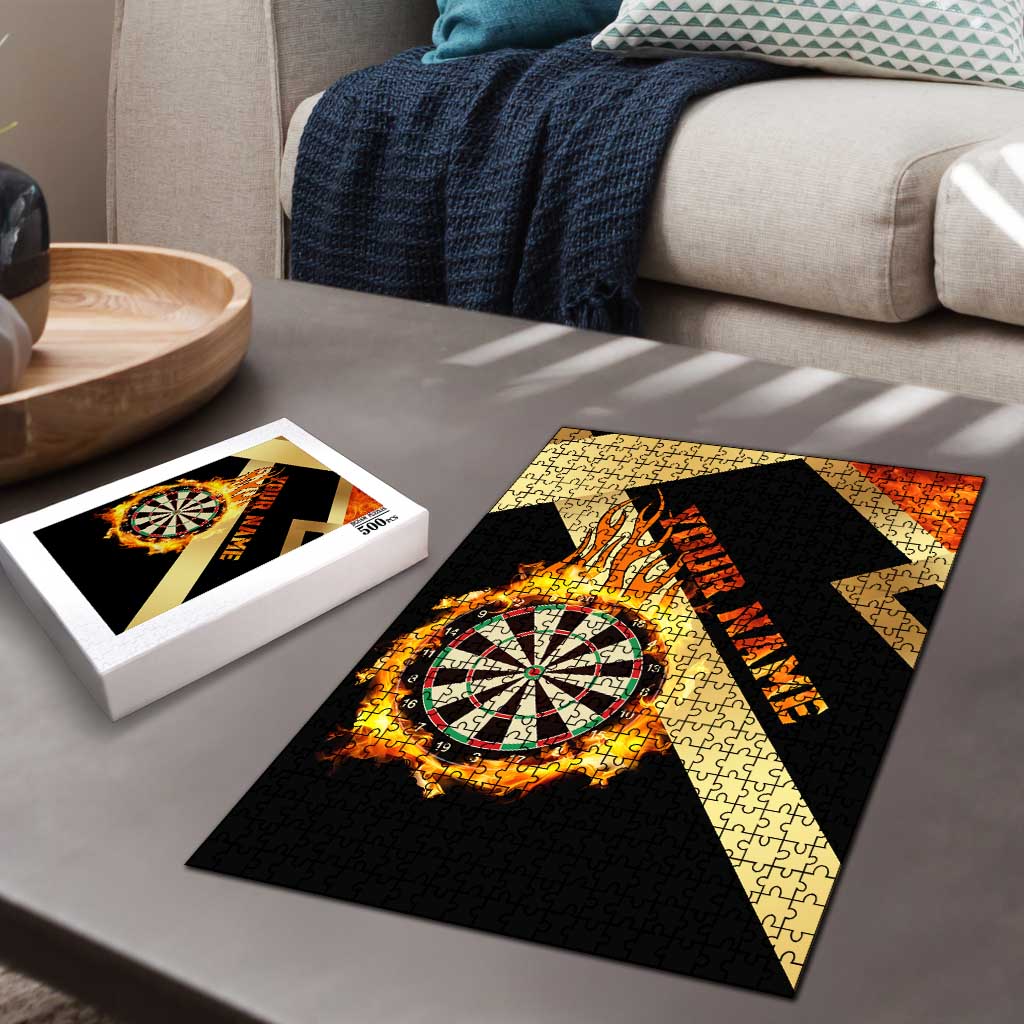 Flaming Dartboard Darts Puzzle Personalized Bold Geometric Patterns - Wonder Print Shop