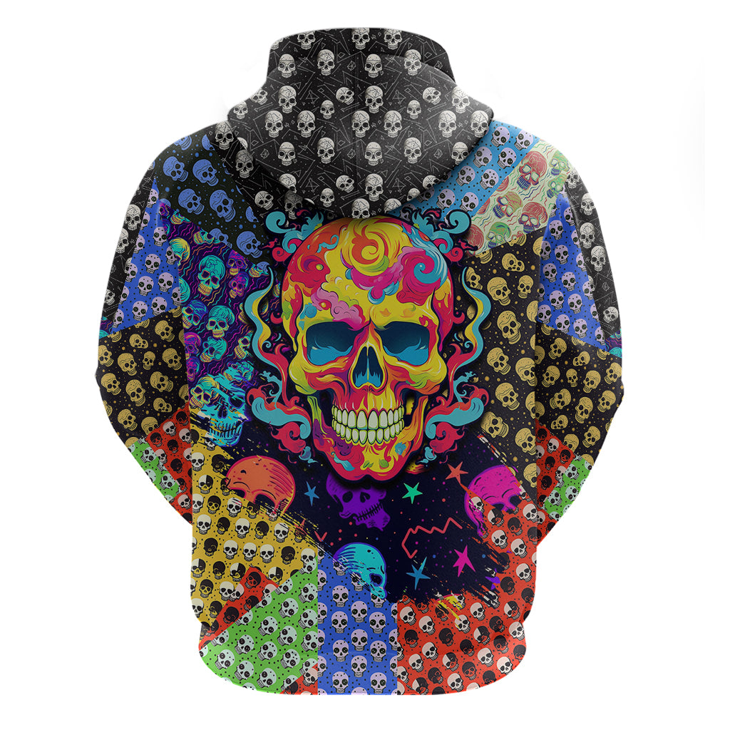 Skull Pattern Hoodie Colorful Skull Pattern Mix - Wonder Print Shop