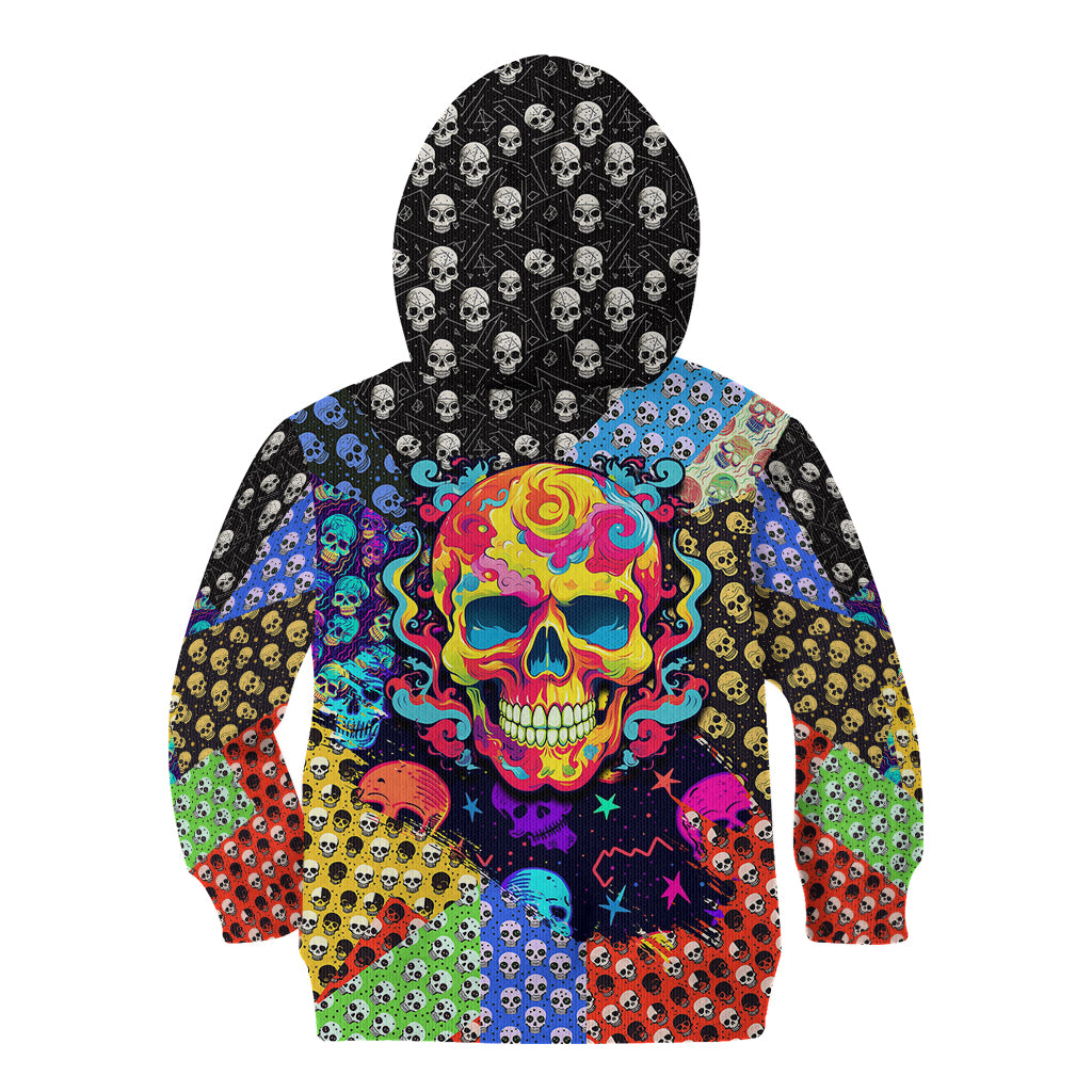 Skull Pattern Kid Hoodie Colorful Skull Pattern Mix - Wonder Print Shop