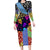 Skull Pattern Long Sleeve Bodycon Dress Colorful Skull Pattern Mix - Wonder Print Shop